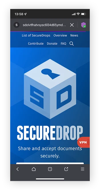 SecureDrop文件分享网站,仅能透过深网浏览器如Tor访问。